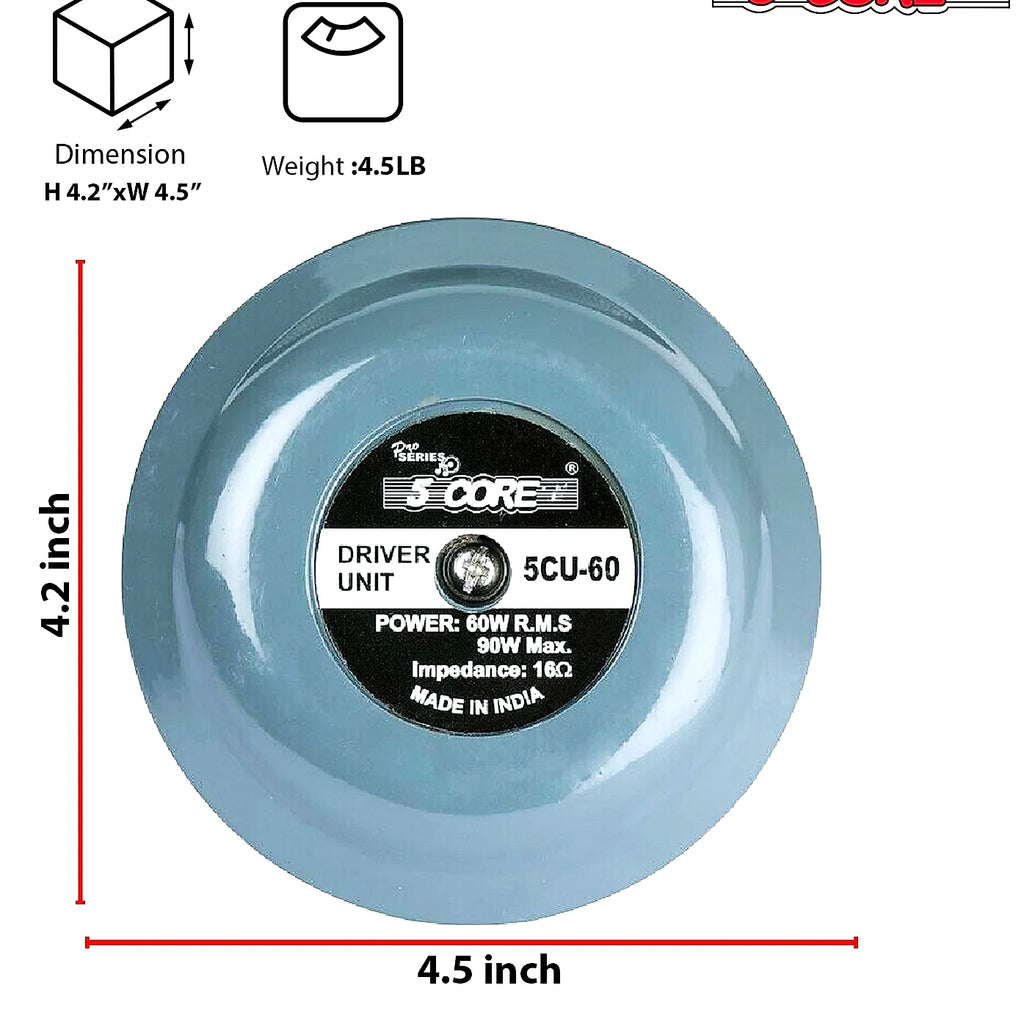 5 Core 2 Inch Compression Driver Horn Tweeter 600W