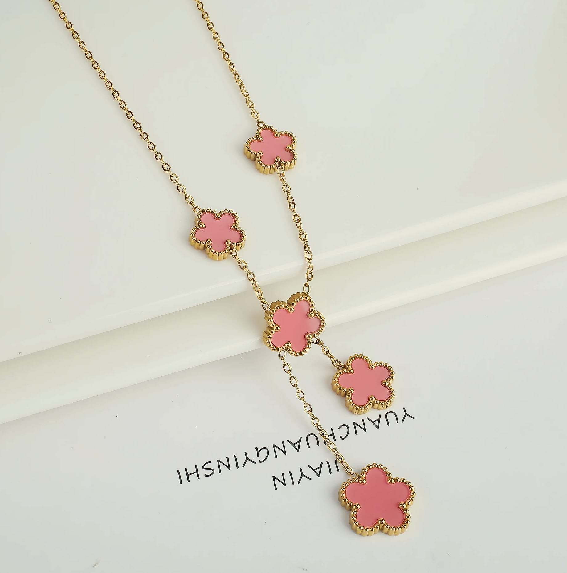 Stainless Steel Five Leaf Clover Flower Adjustable Bracelet