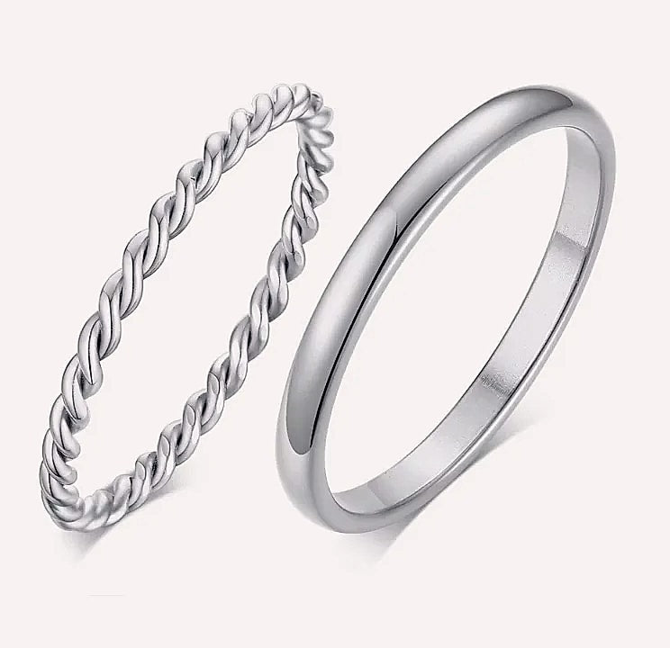 Myfresty Twisted Rope Slim Ring for Women, Stainless Steel
