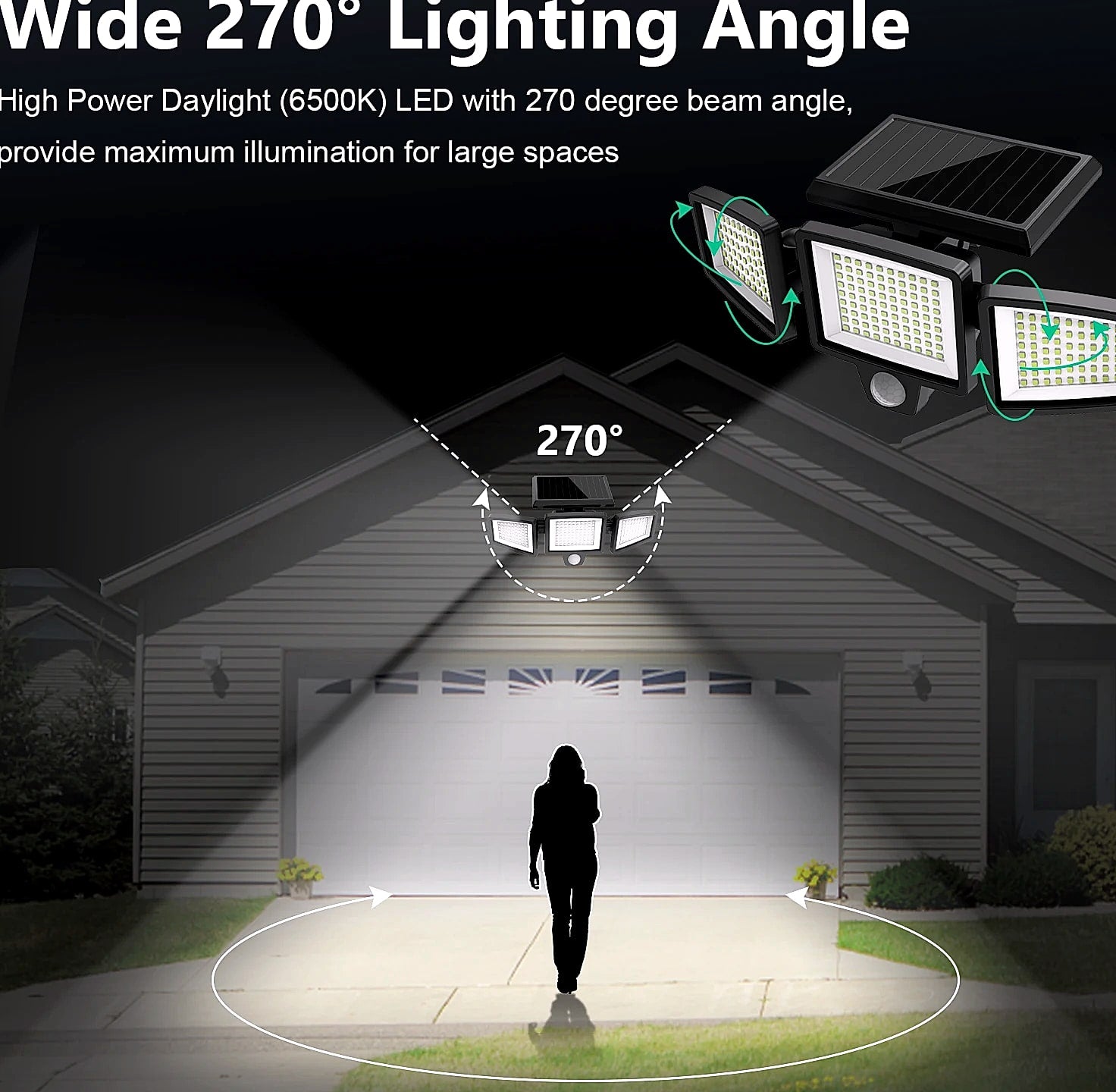 SZRSTH 3-Head Solar Motion Sensor Security Light