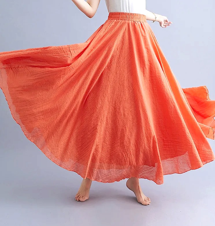 28-Color Mori Girl Cotton Linen A-line Long Skirt
