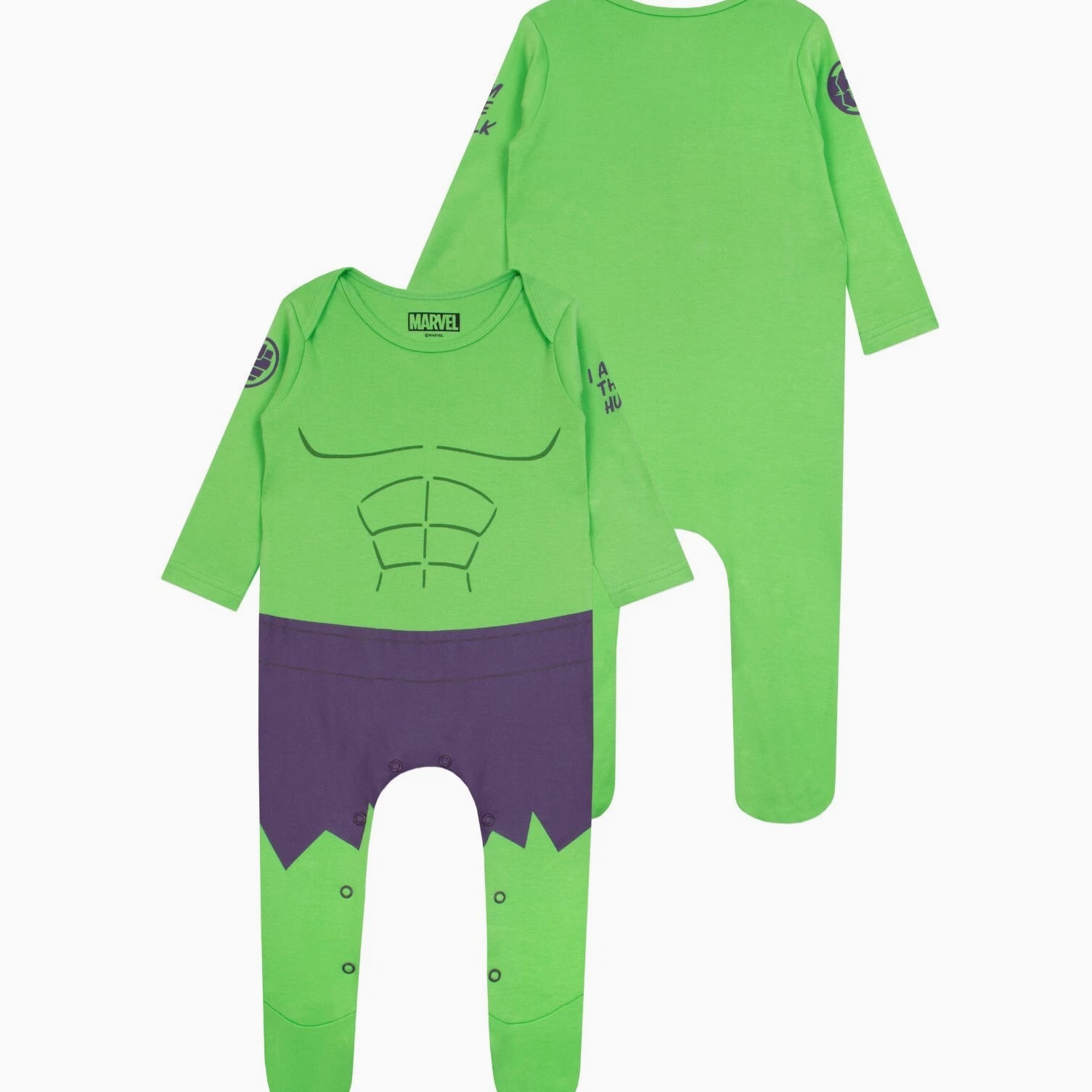 Marvel Baby Sleepsuit And Hat | The Incredible Hulk Baby Pyjamas | Baby PJs