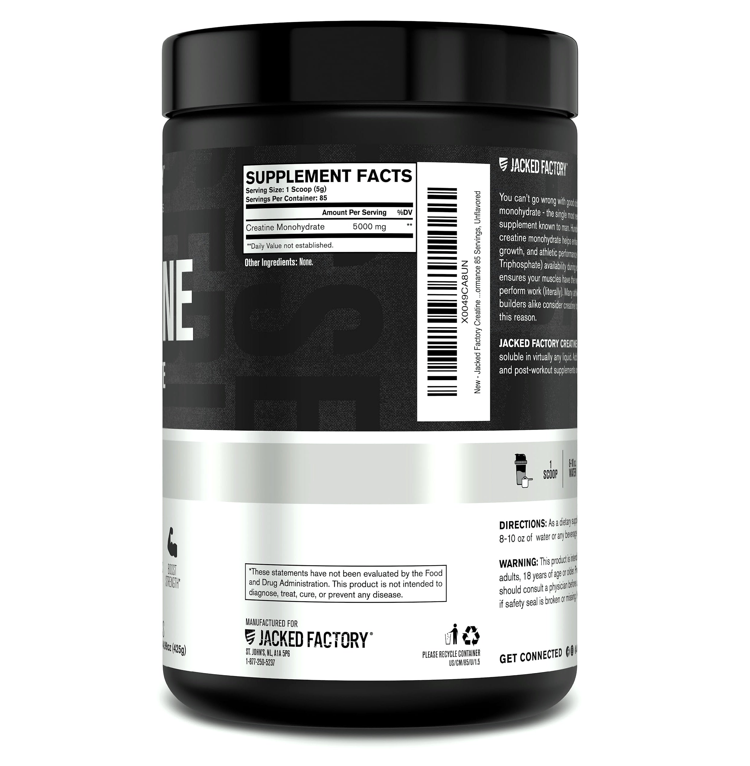 Jacked Factory Creatine Monohydrate Powder 425g Supplement
