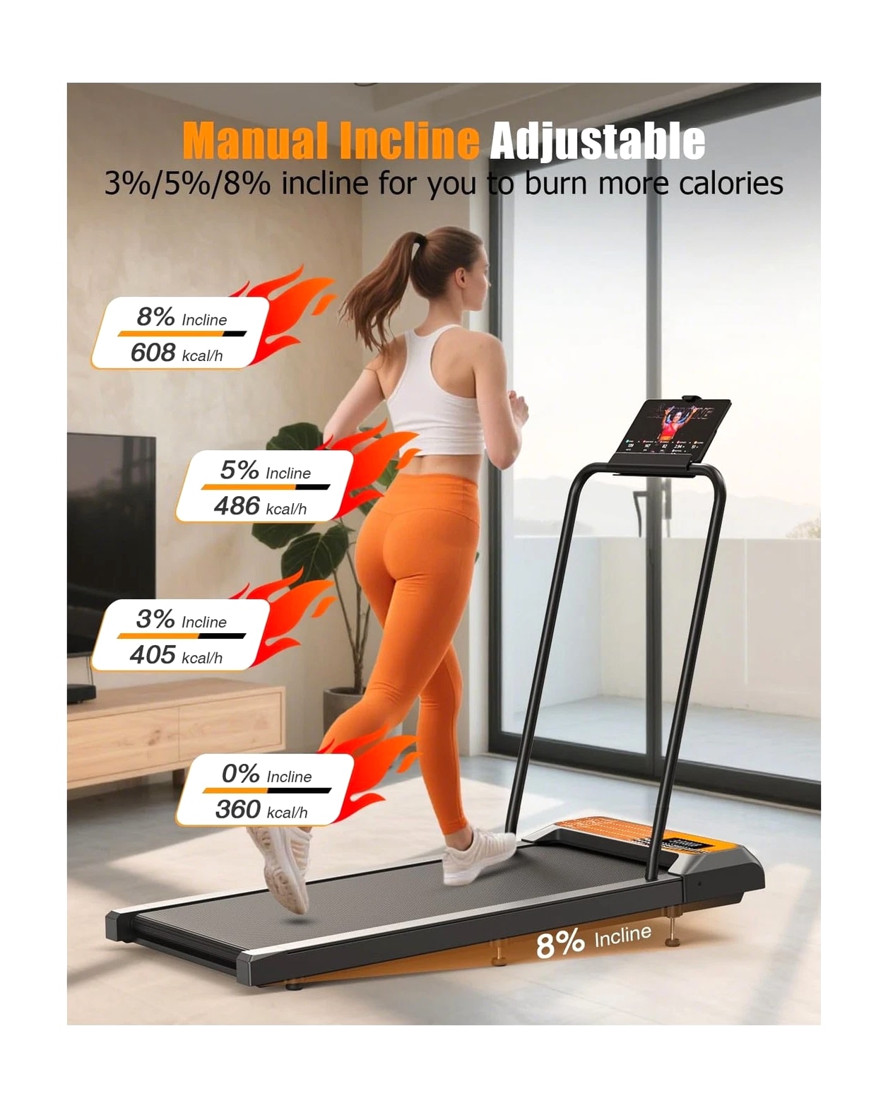 HCOIW Walking Treadmill Pad with Incline - Portable Under Desk Treadmill