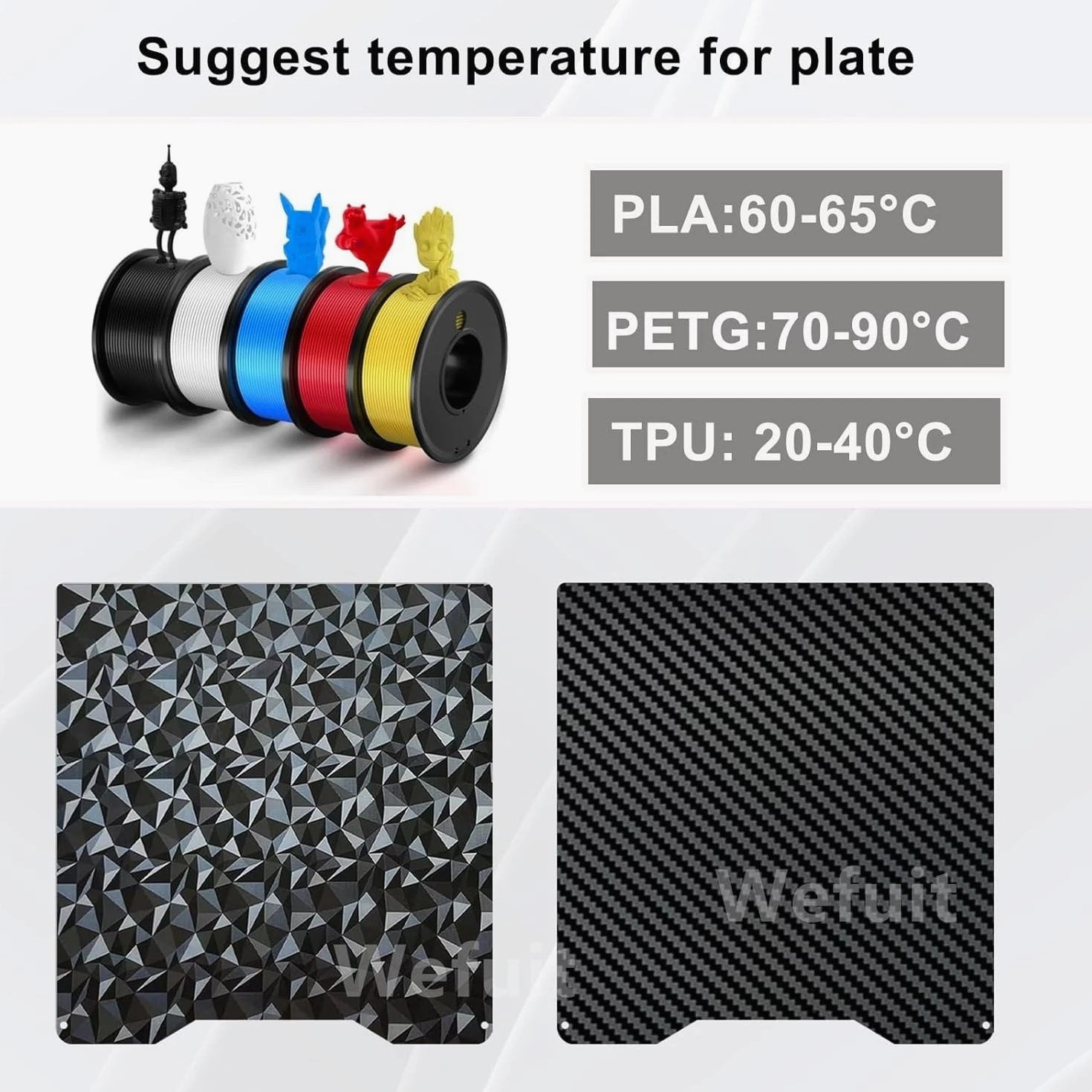 3D Printer Build Plate PET PEO Double Sided Textured Steel Sheet for Creality Hi