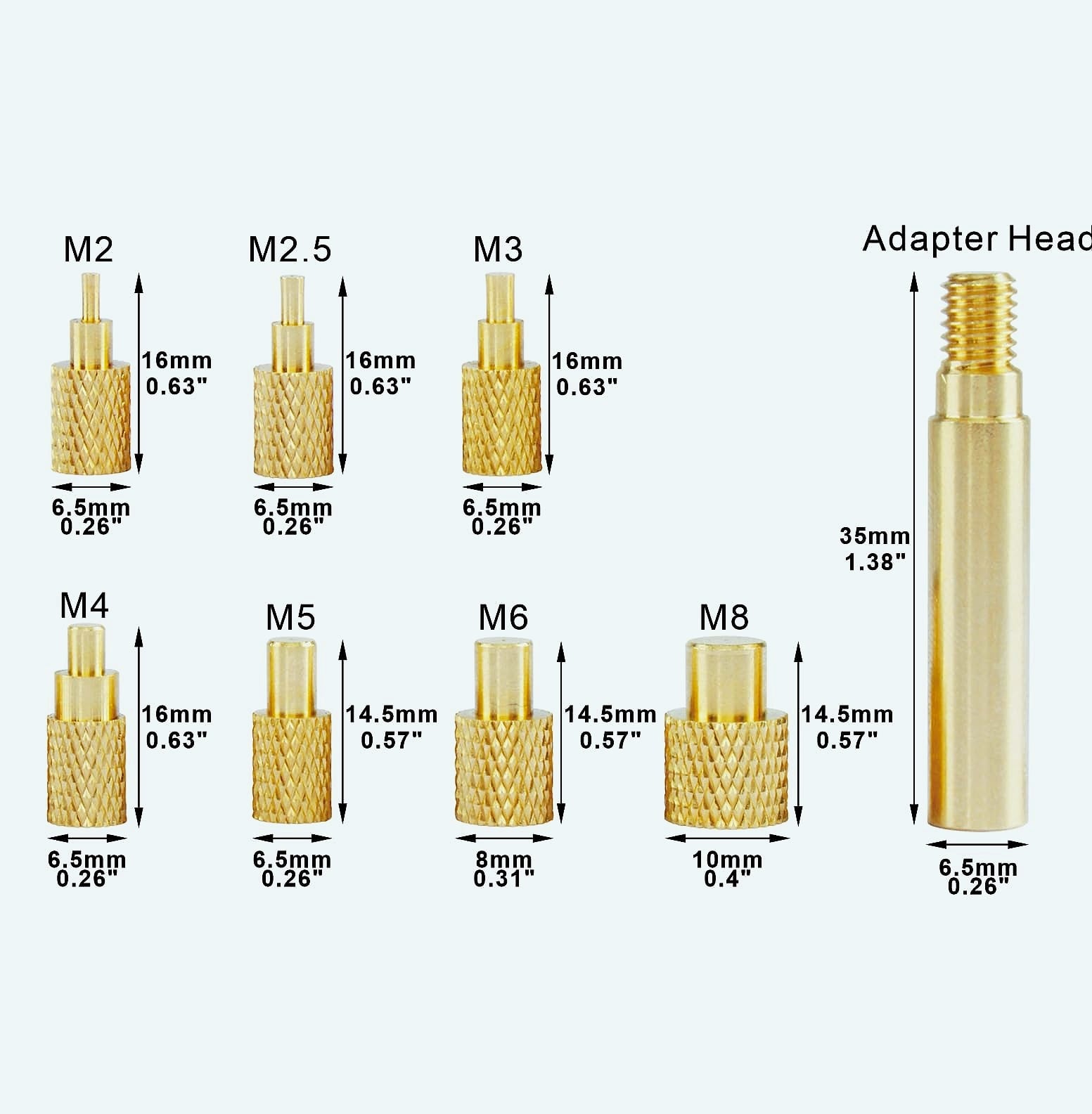 LUMINZENLUX TS100 Soldering Tips 6pc + 8pc Brass Insert Kit