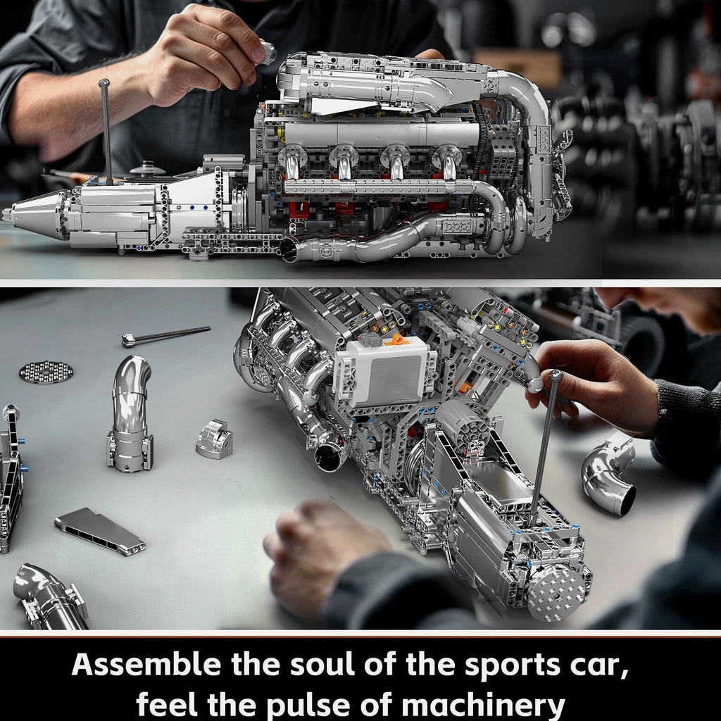 Mould King 10168 V8 Engine Turbo Motor Building Block Model Adult Boy Gift Toy