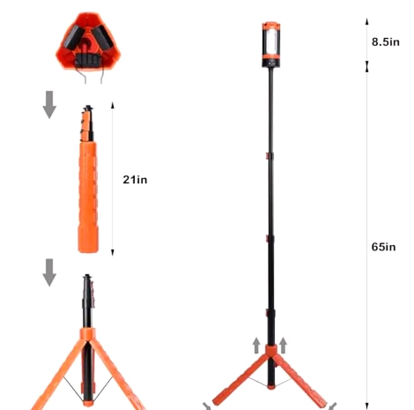 Aluminum 73 Rechargeable LED Camping Light with Telescopic Stand