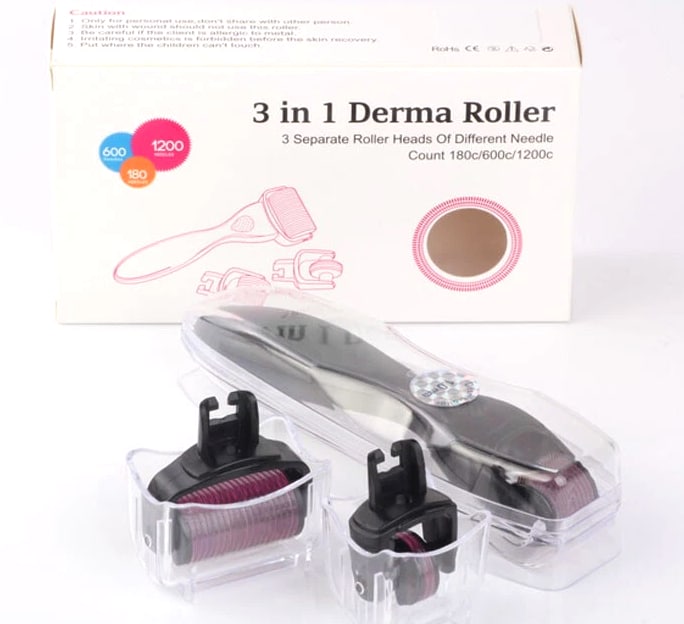 Derma Roller Kit For Face, Beard, Hair 540 Titanium Microneedle 0.5/1/1.5mm