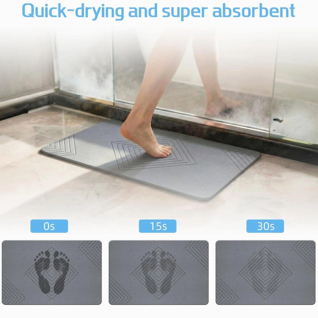 BIOIWGY Diatomite Stone Bath Mat - Fast Drying, Non-Slip Shower Mat, Super Absor
