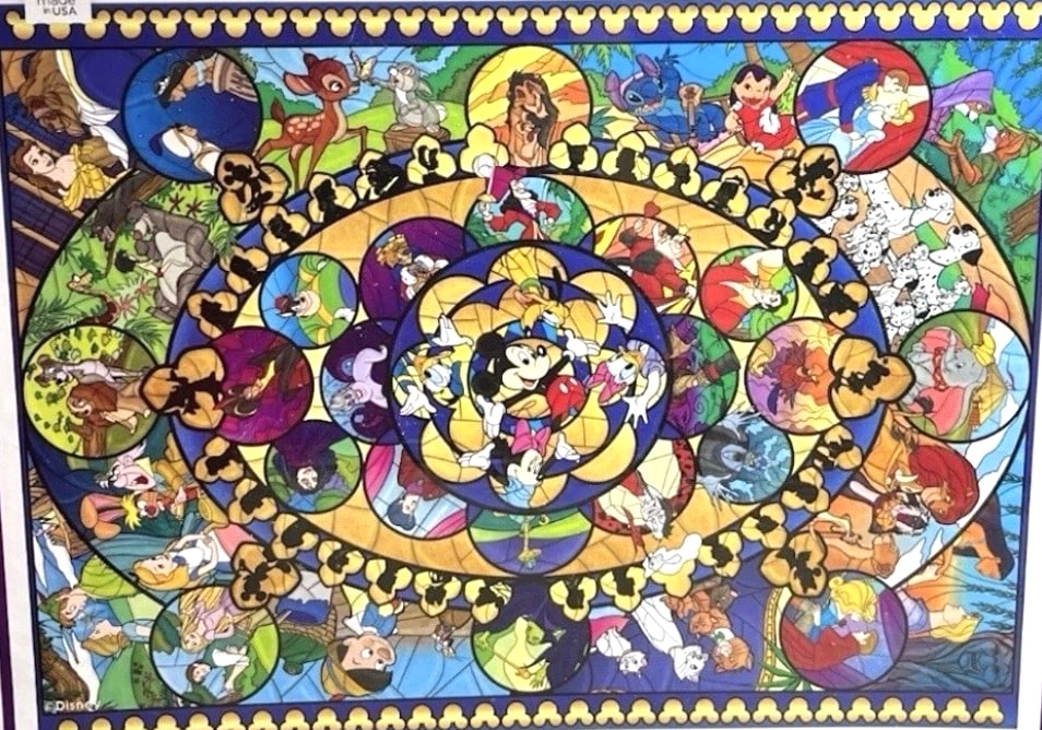 2019 Disney Stained Glass Classics II Ceaco 1500 Piece Jigsaw Puzzle 32” x 24”
