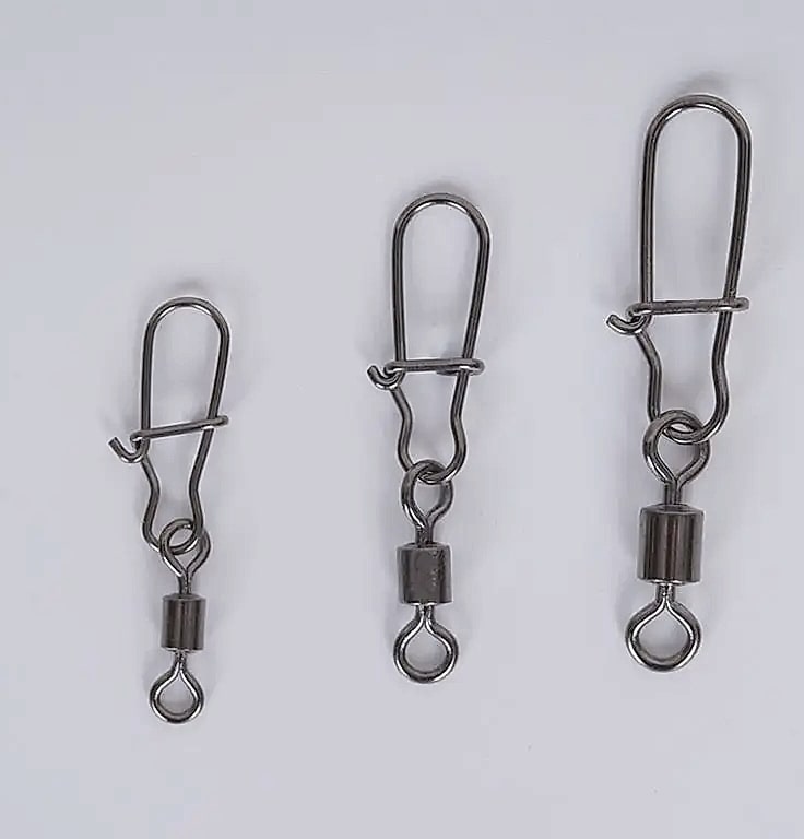 100 pcs Bearing Swivel Fishing Connector Rolling Swivel With Snap Stainless Steel Swivel Fishing Lure Hook Fishing Accessories