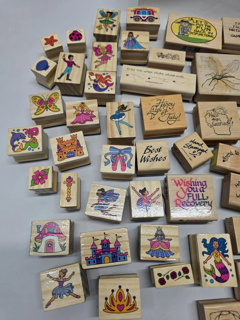 Lot Of 94 Vintage And Modern Wooden And Rubber Ink Stamps Arts Crafts
