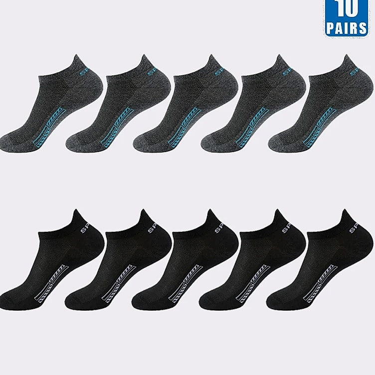 Men's Breathable Mesh Cotton Socks 10 Pairs Short Tube