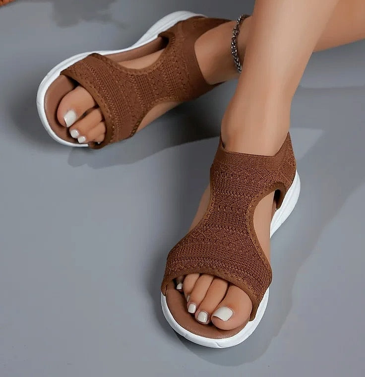NAZSQ Women's Mesh Knitted Beach Sandals Wedge Roman Style