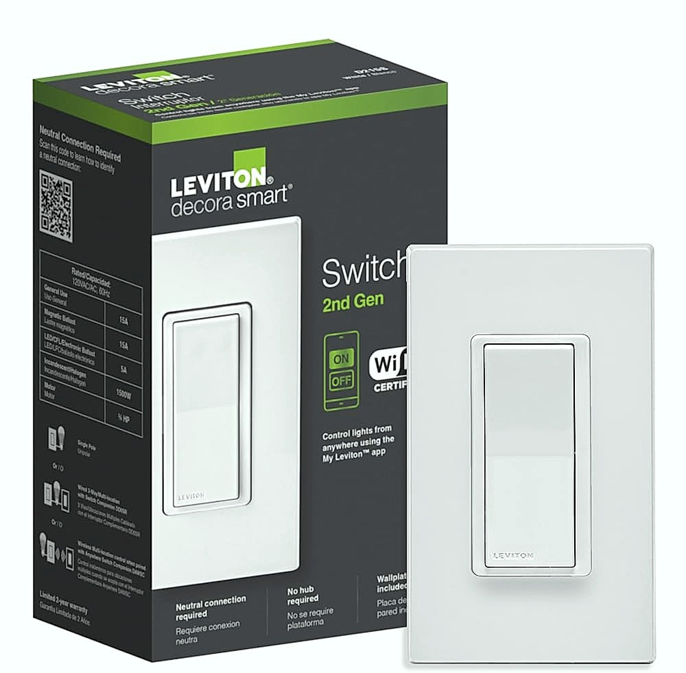 Leviton D215S-1RW Decora Smart Wi-Fi Switch, Matter Compatible