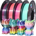 4-Pack Silk Matte Rainbow PLA Filament 1.75mm - Multicolor Fast Color Change 3D