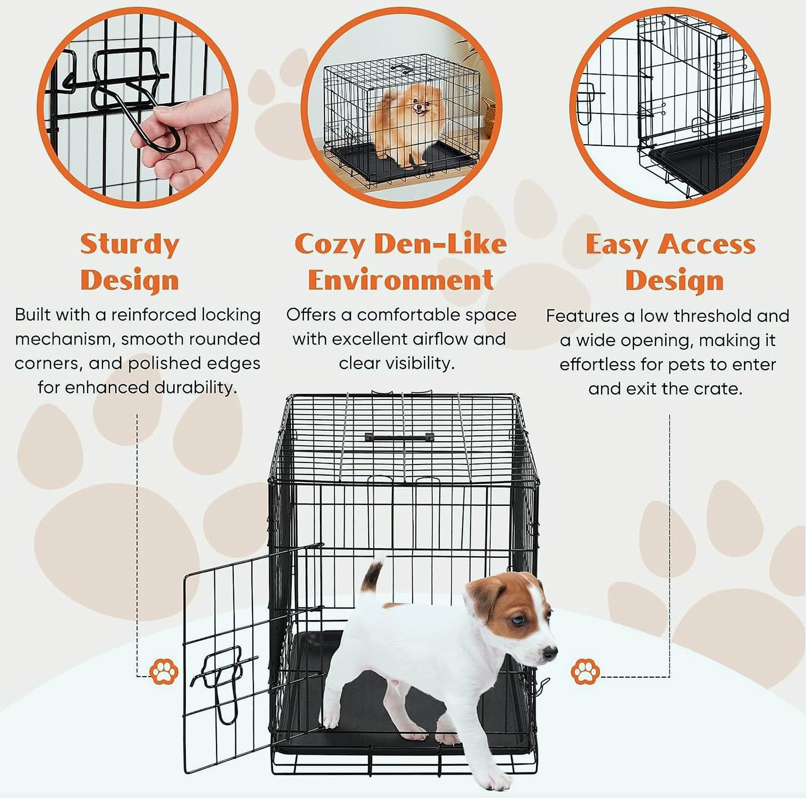 Sweetcrispy 24 Inch Single Door Dog Crate for Small Dogs