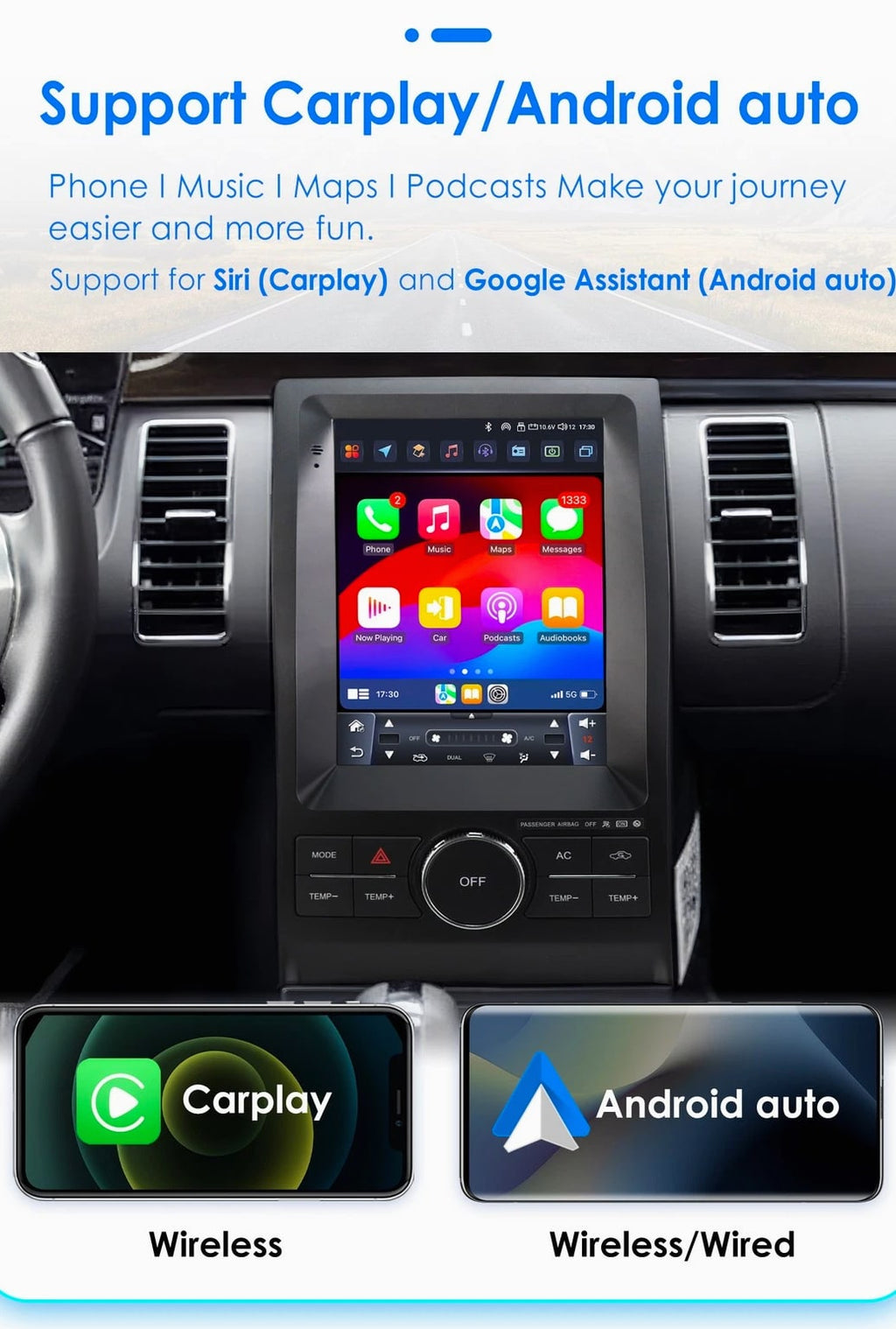 for Ford Taurus 2010-2018 Touch Screen 9.7" GPS WiFi BT Carplay Radio Multimedia