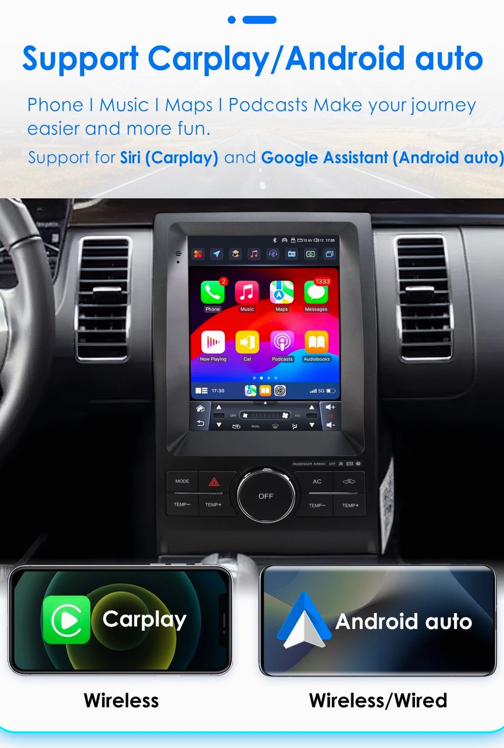 for Ford Taurus 2010-2018 Touch Screen 9.7" GPS WiFi BT Carplay Radio Multimedia