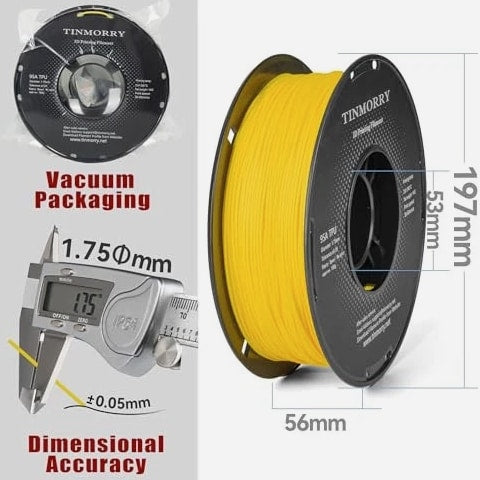 TPU Filament 1.75mm, TPU 95A Flexible 3D Printer Fluorescent Yellow