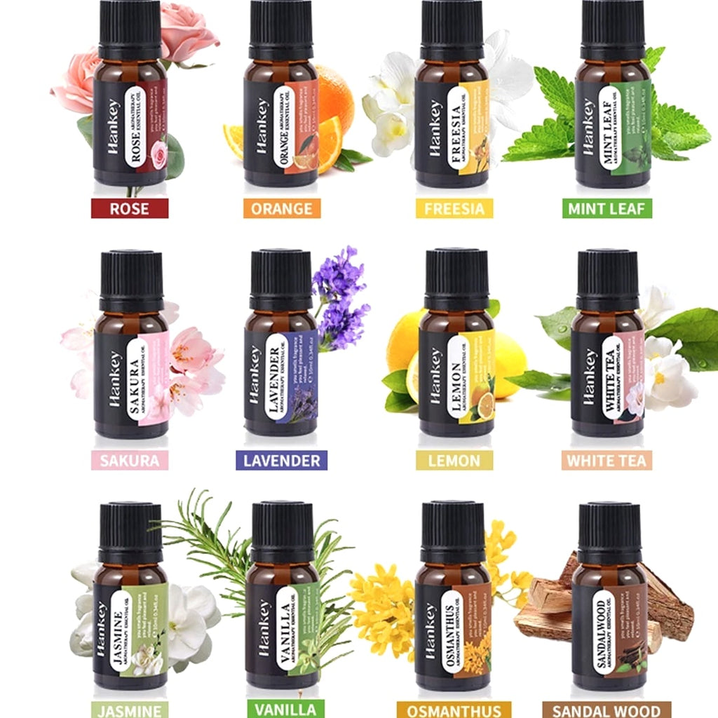 Pure Essential Oil Set: 12x10ml Oils for Diffusers, Candle, Soap Making