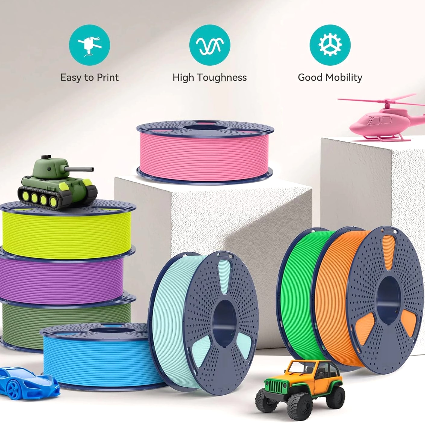 PLA Matte Filament 16 Color Bundle Multicolor, PLA 3D Printer Filament 1.75mm