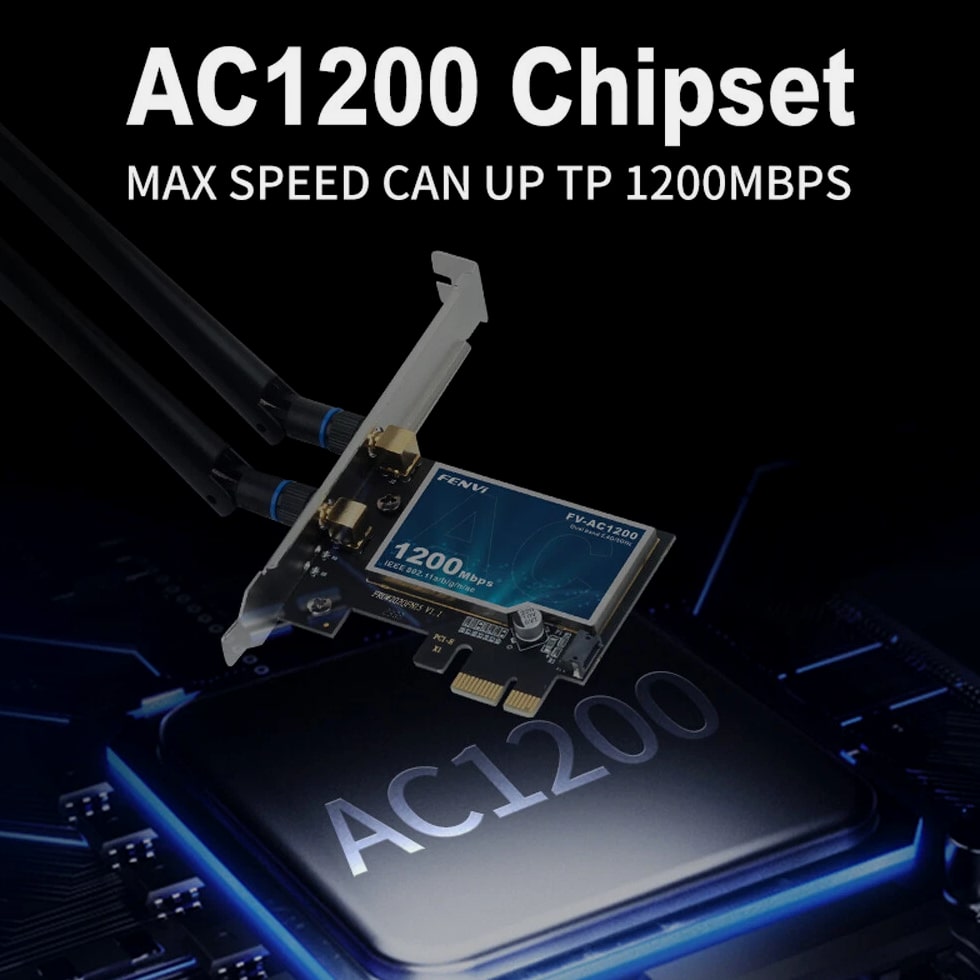 AC1200 Desktop PCI-E WiFi Adapter 2.4G/5Ghz 802.11ac Bluetooth 4.0 Network Card