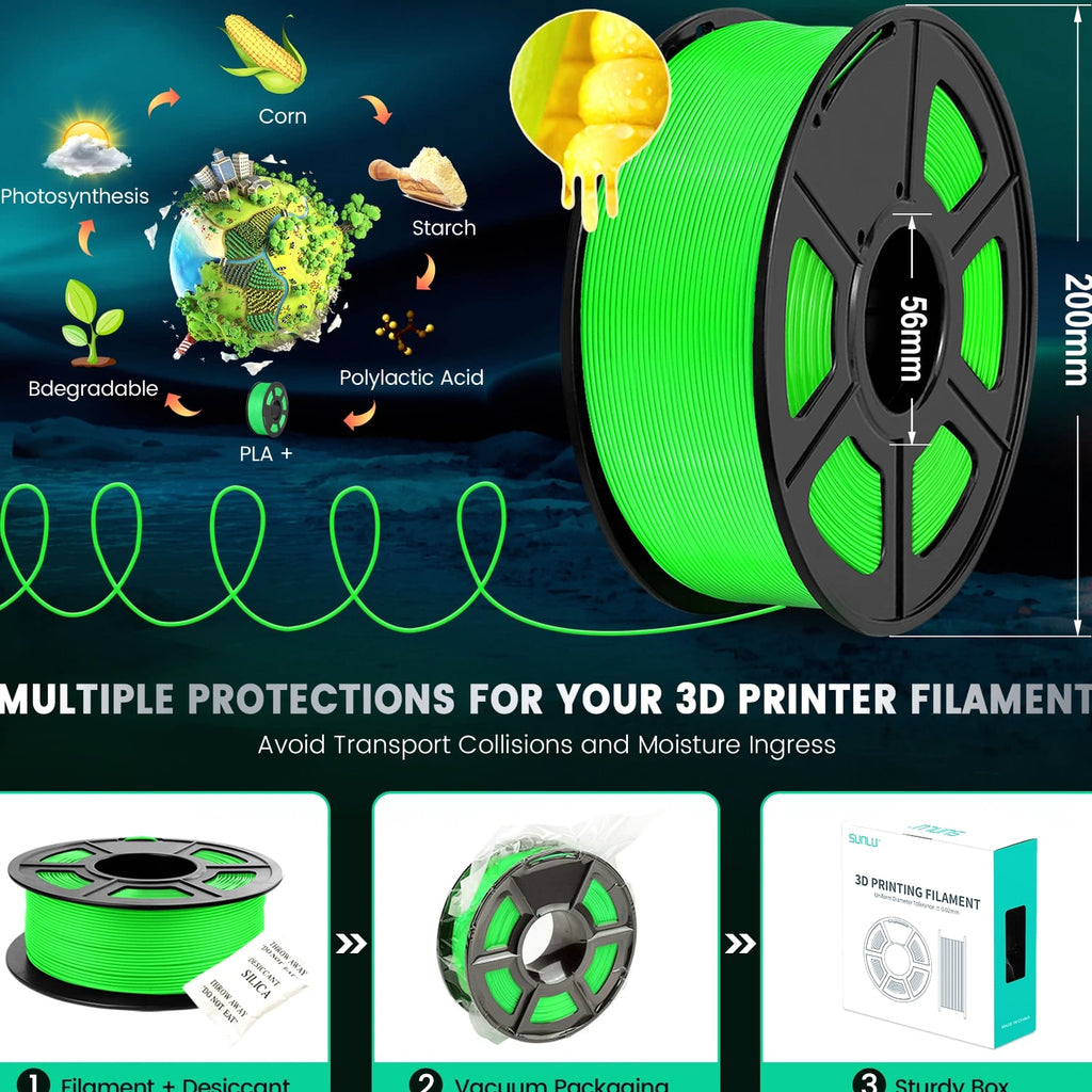 SUNLU 1.75MM 5KG Large Spool PLA+/PLA+ 2.0/PLA/PETG Filament For 3D Printer