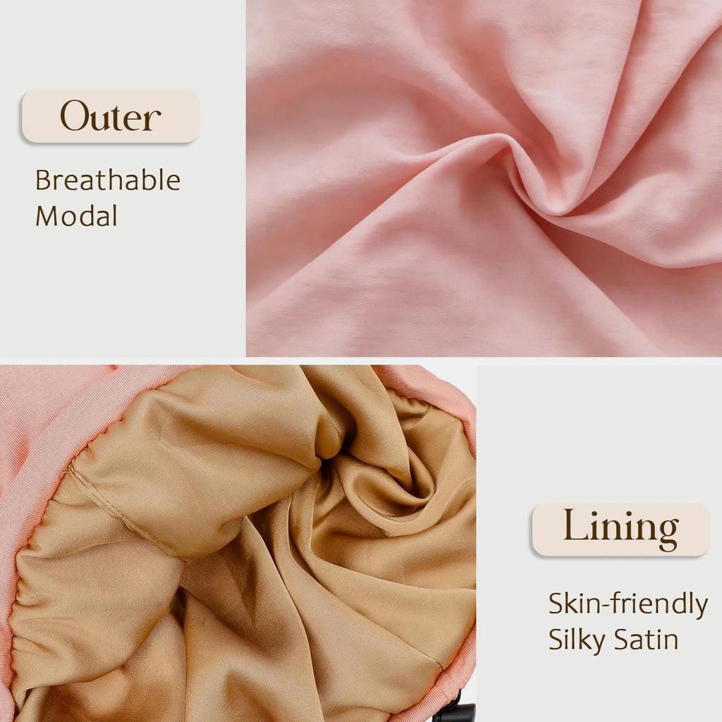 NICPOO Silk Satin Bonnet Hair Wrap for Sleeping, 2 Pcs Medium - Blue & Pink