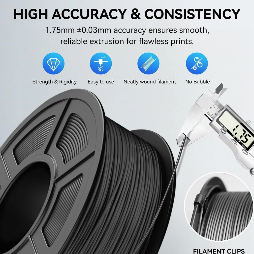 ABS Filament 1.75mm 1kg White, Strong & Durable 3D Printer Material, Hot Defo...