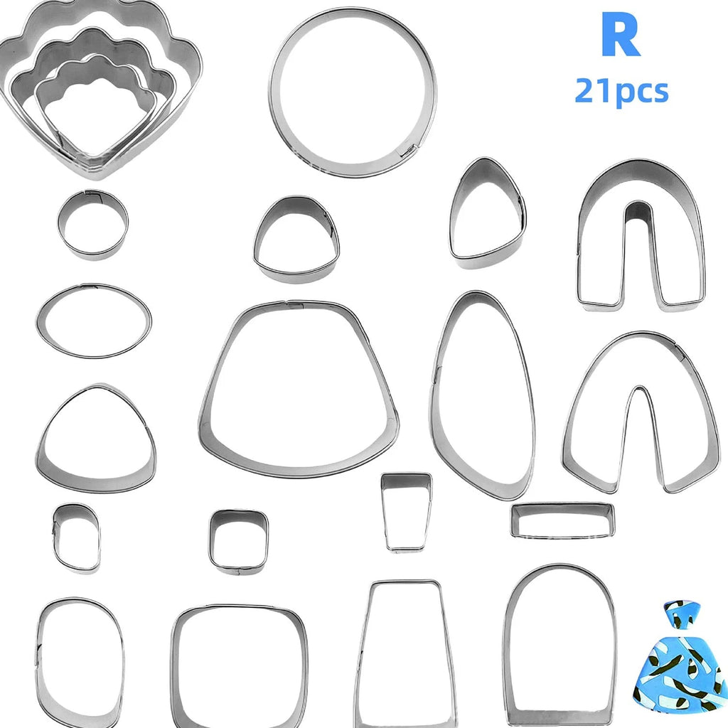 21 Pcs Polymer Clay Cutters Set - Earring Jewellery Cutting Mold Tool Findings DIY