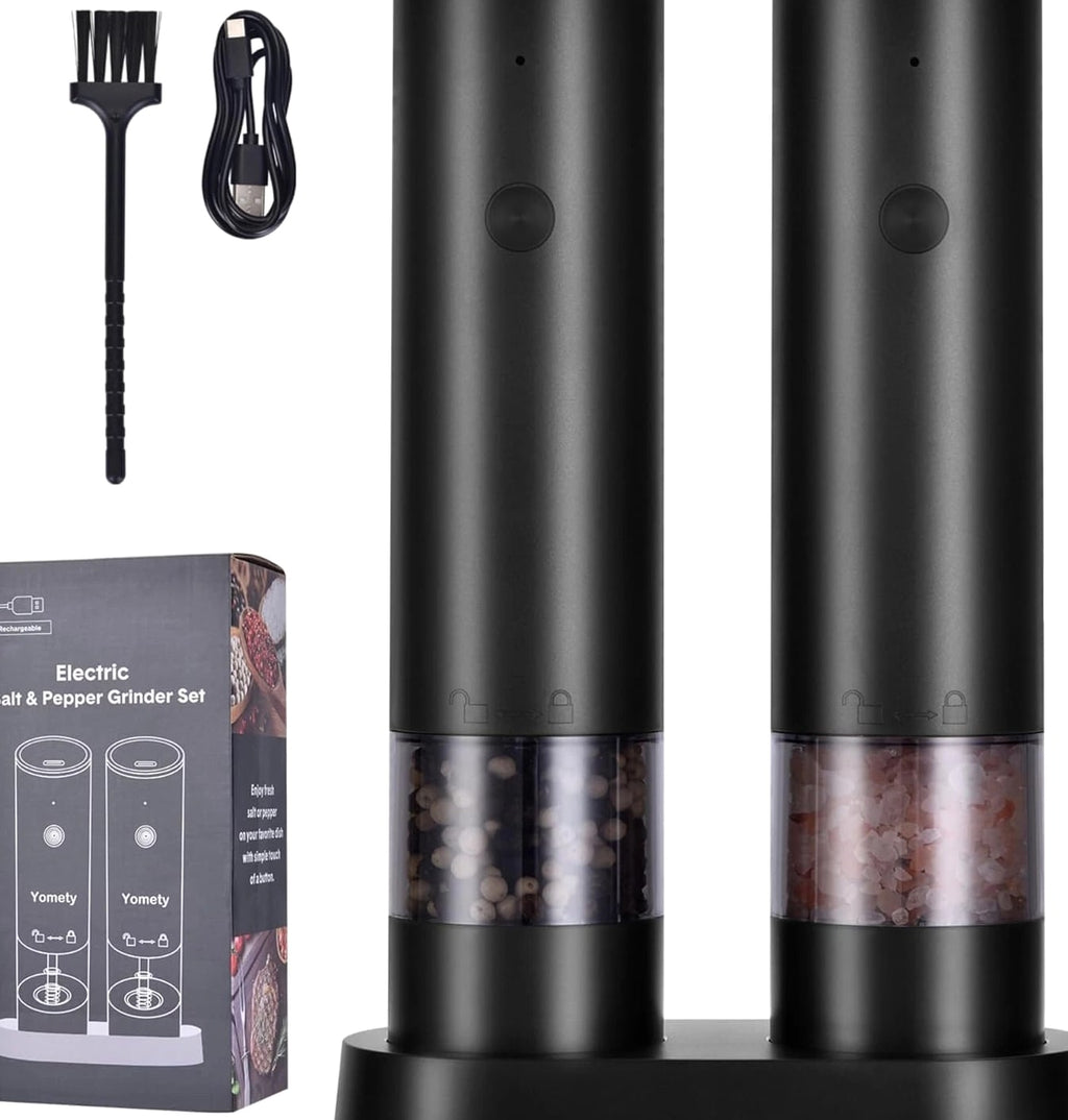 Electric Salt and Pepper Grinder Set-Rechargeable Salt and Pepper Mill Set All i