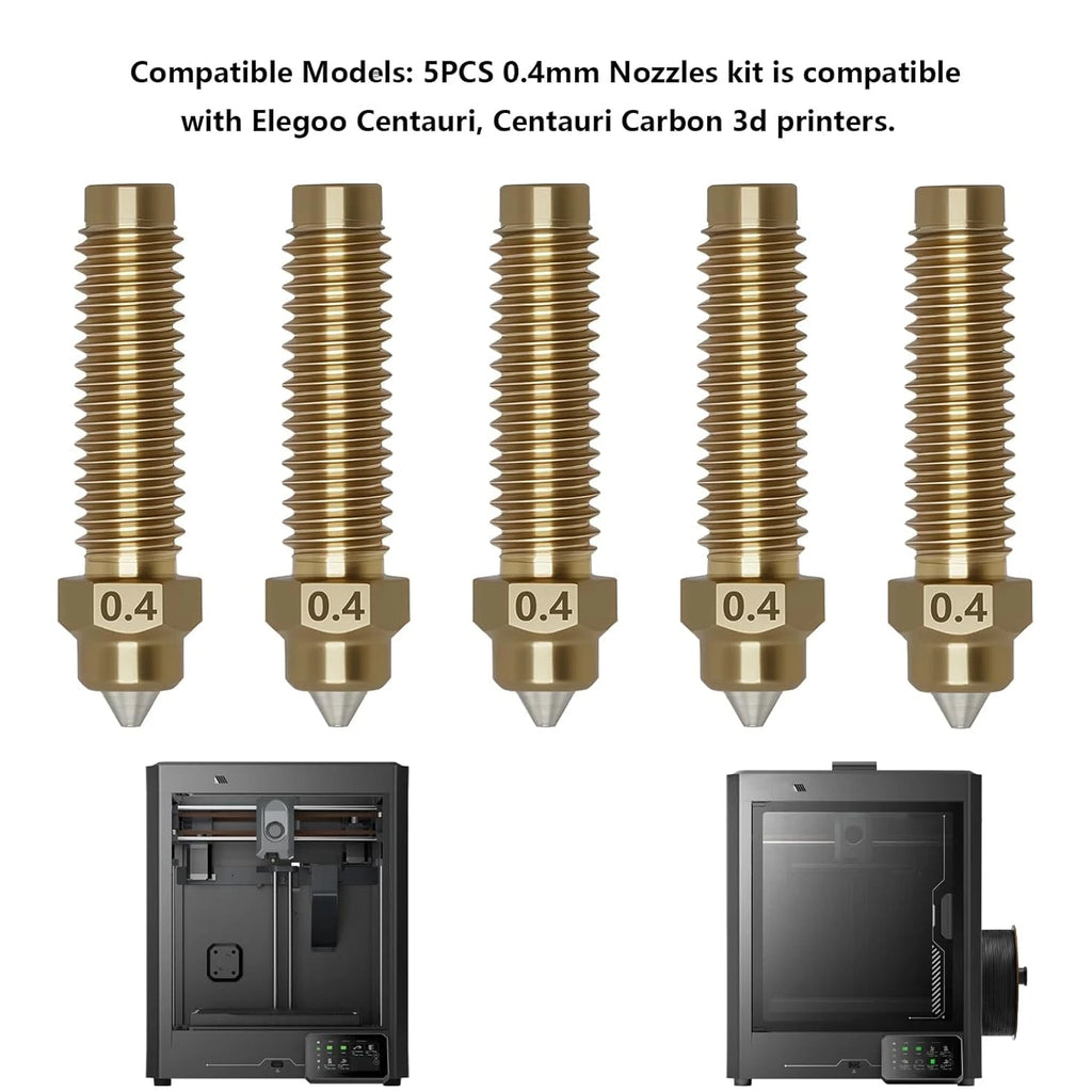 5-Pack 0.4mm Hardened Steel Nozzle Kit for Elegoo Centauri 3D Printer