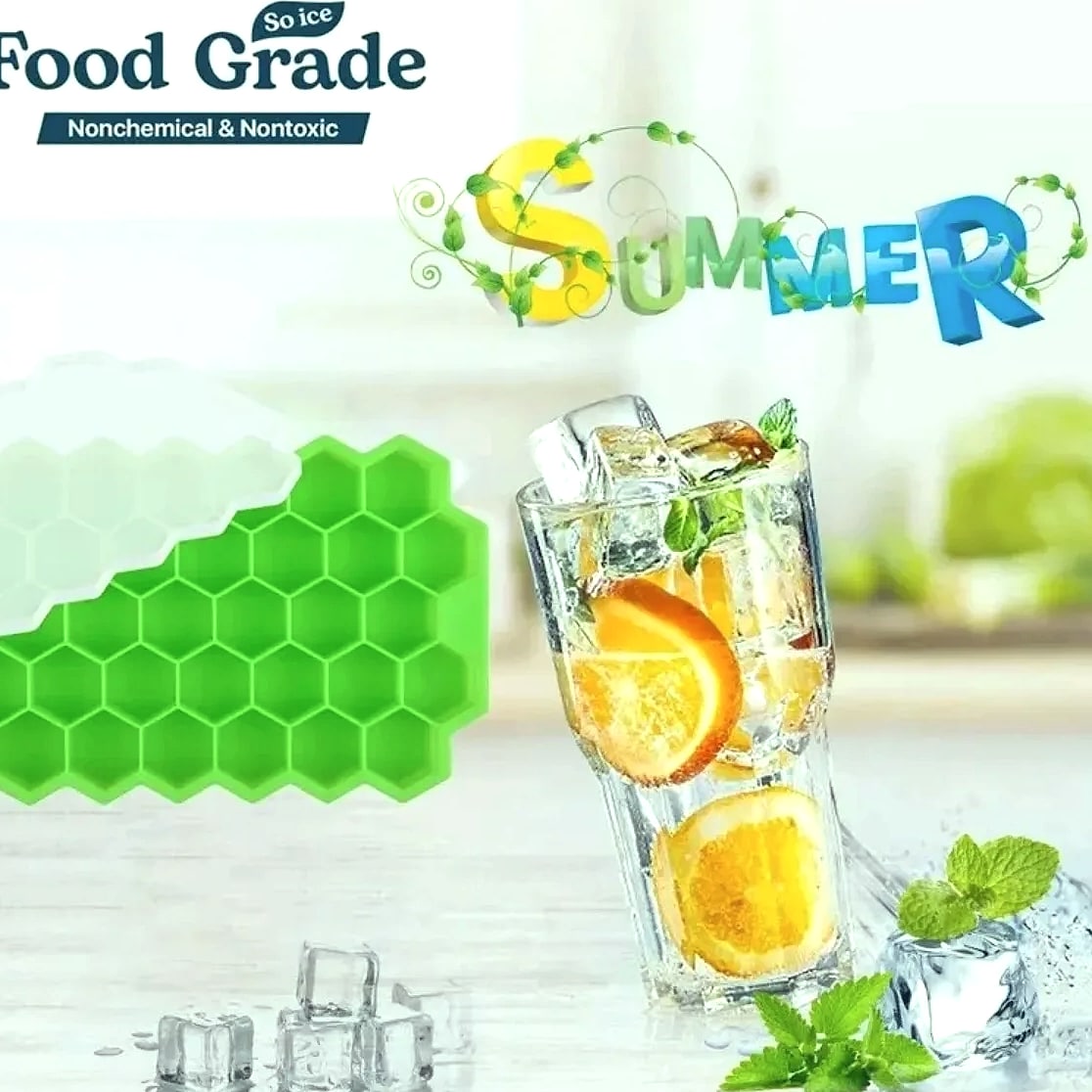 AHTOSKA Honeycomb 37-Grid Silicone Ice Cube Tray