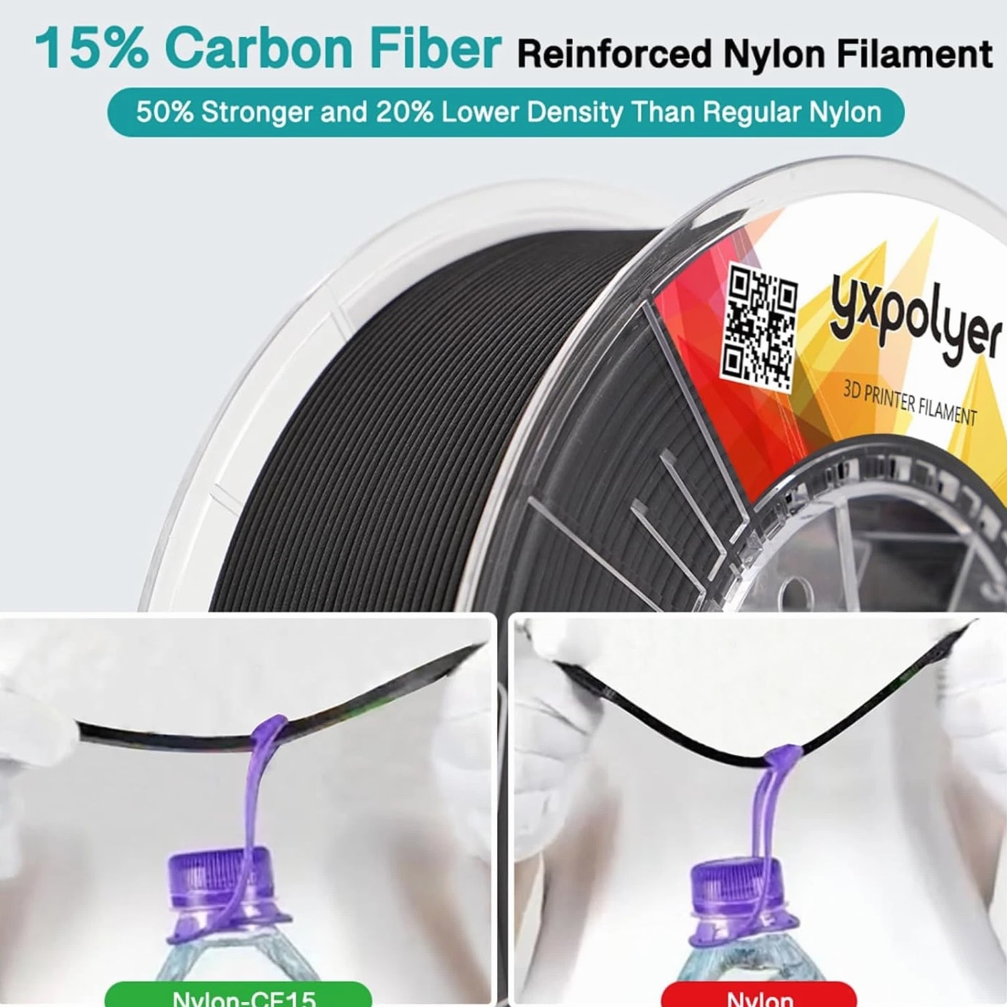 Carbon Fiber Nylon PA6-CF 3D Printer Filament 1.75Mm 1Kg with PC Spool