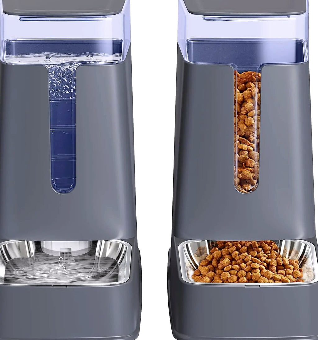 Automatic Pet Feeder and Water Dispenser Set with Stainless Steel Bowls