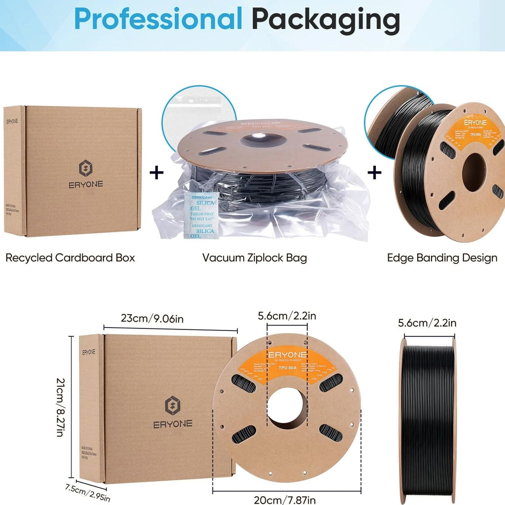 TPU Filament 1.75mm +/-0.03mm - Flexible TPU 90A 3D Printer Filament 1kg Spool