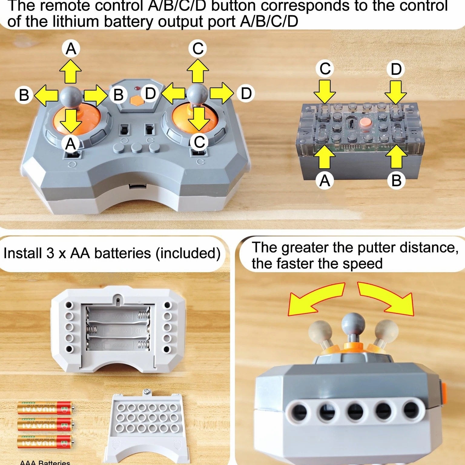 11-in-1 Power Functions High Speed L Motor with Variable Speed Remote Control, Re...