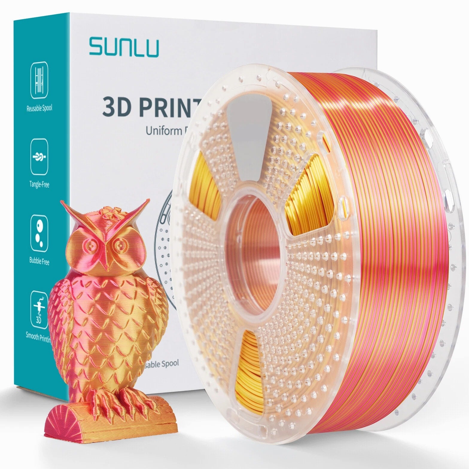 SUNLU Silk Textures PLA+ 3D Printer Filament Dual/Triple Color 1KG 1.75mm Smooth