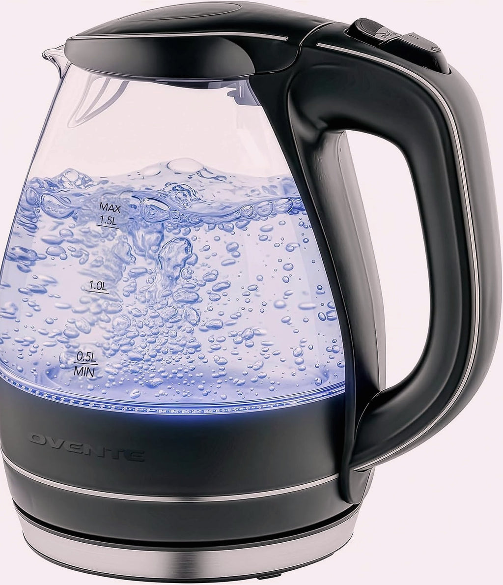OVENTE KG83B Electric Kettle, 1.5L Borosilicate Glass Water Boiler
