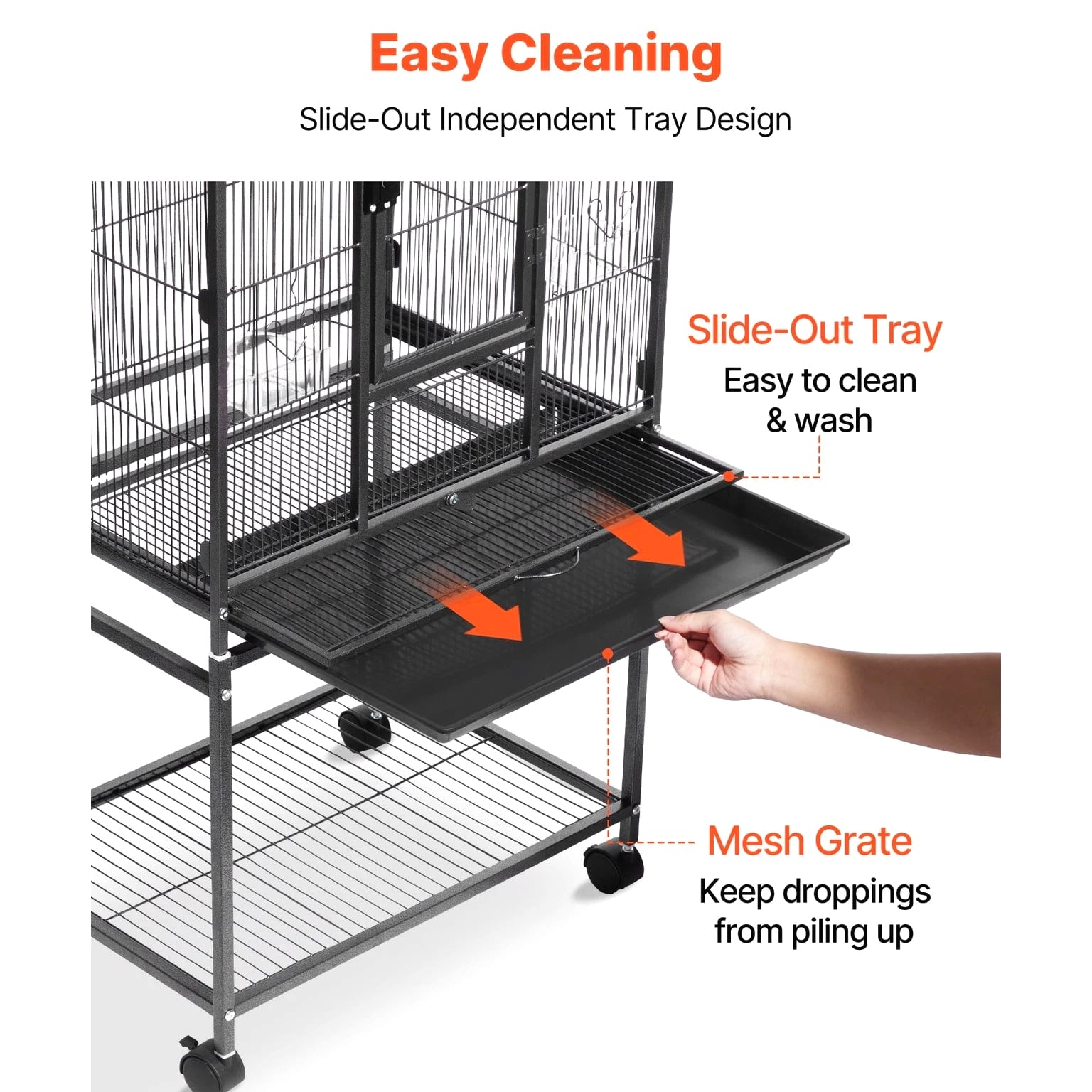Uimoso Bird Cage with Flat Top, 24.6 x 16.7 x 53.9 inch, Durable Wrought Iron