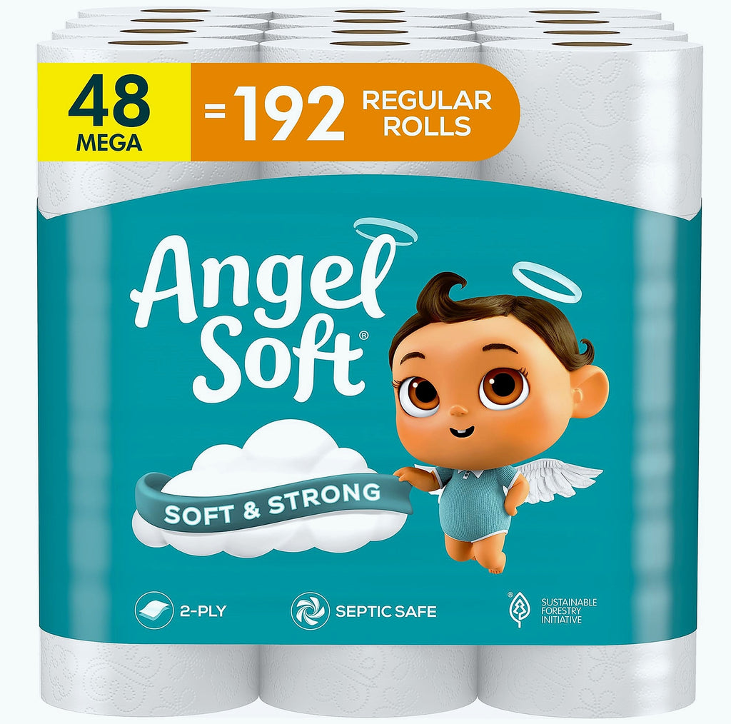 Angel Soft Mega Rolls Toilet Paper, 18 Pack, 2-Ply Soft Tissue