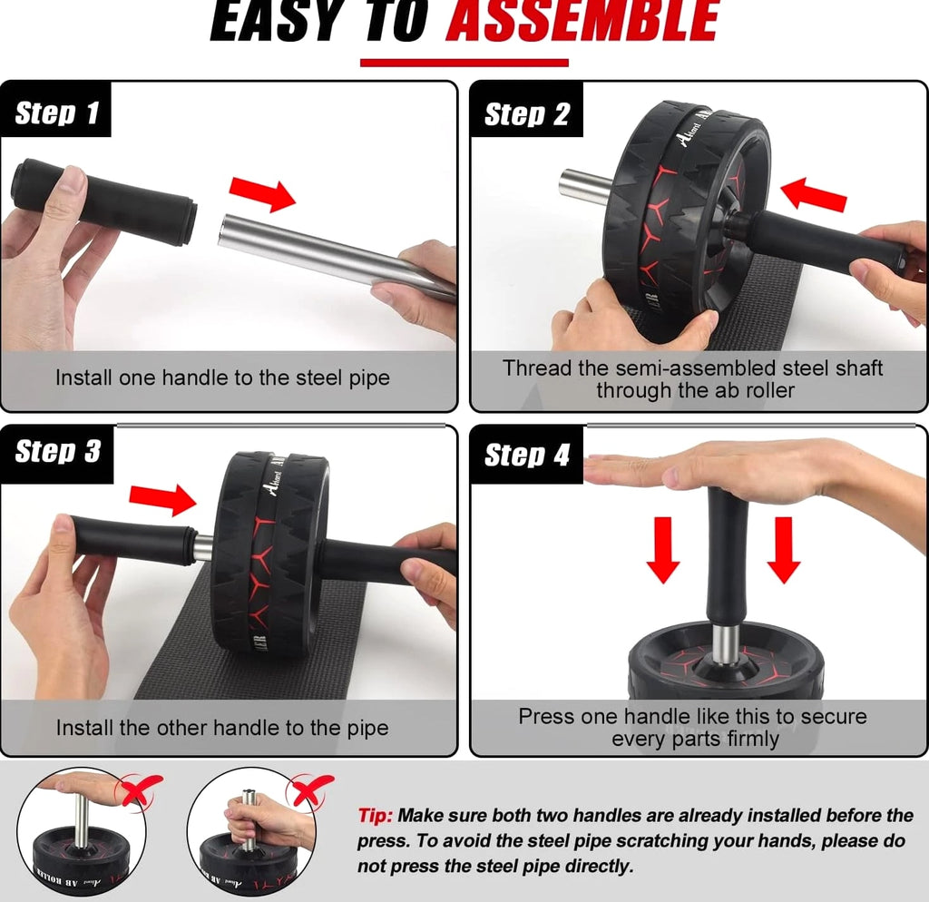 Ab Roller Wheel, Abs Workout Equipment for Abdominal & Core Strength Training, H
