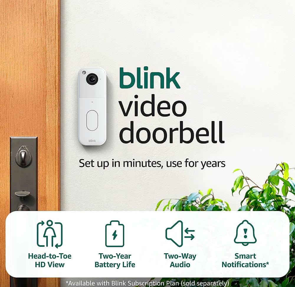 Blink Video Doorbell, 2-Year Battery, HD Night Vision