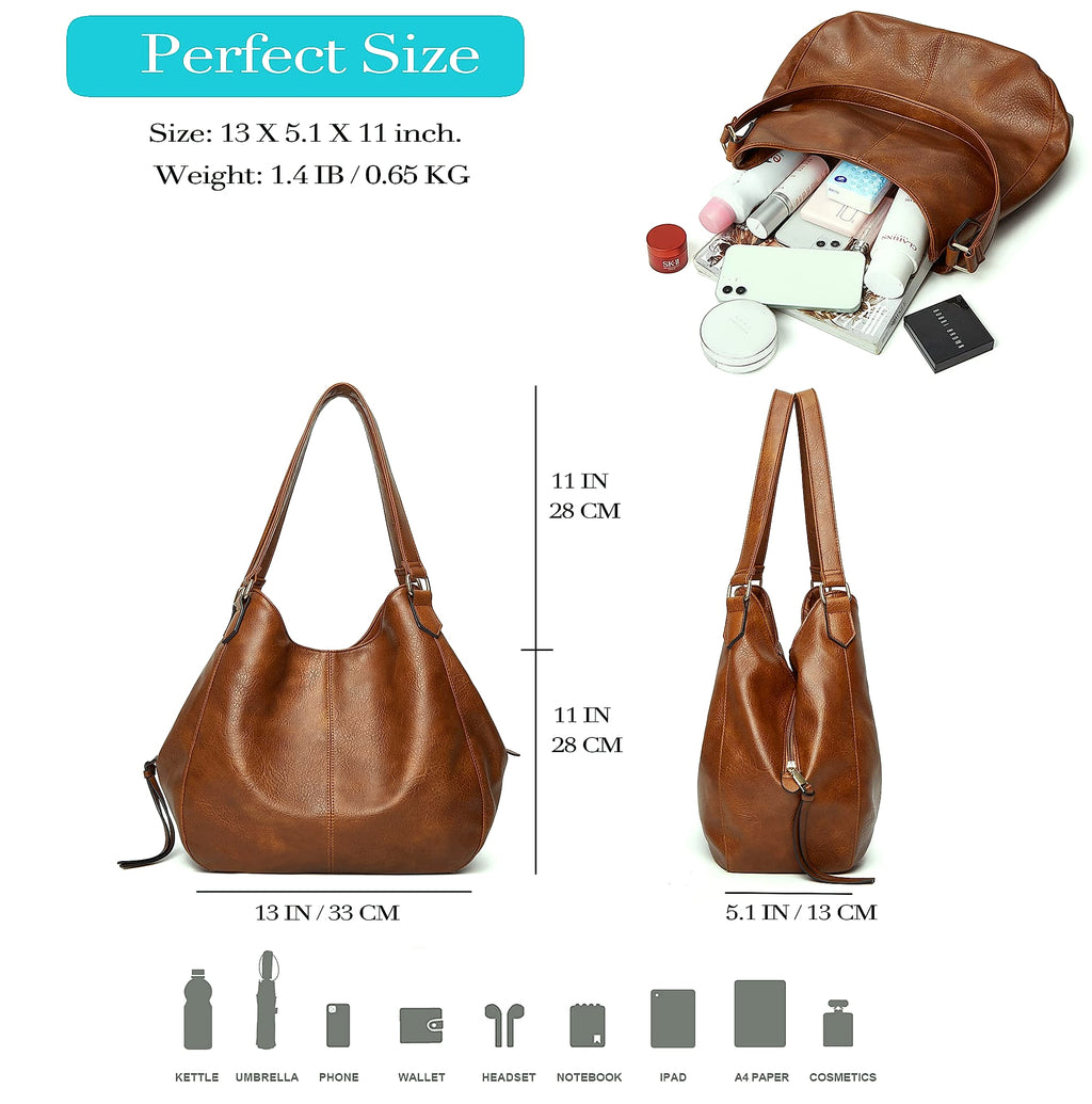 DOURR Women's Vegan Leather Shoulder Bag with Multi Compartments