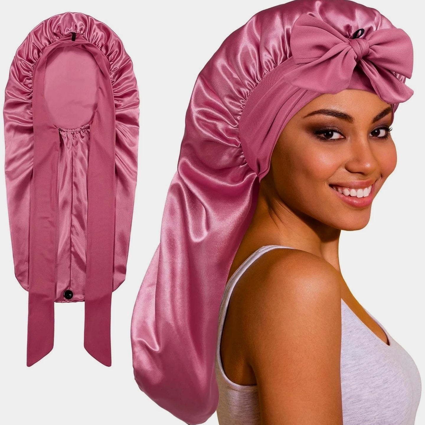 "Long Bonnet Satin Hair Silk Bonnet for Sleeping Women, Silky Bonnets for Women