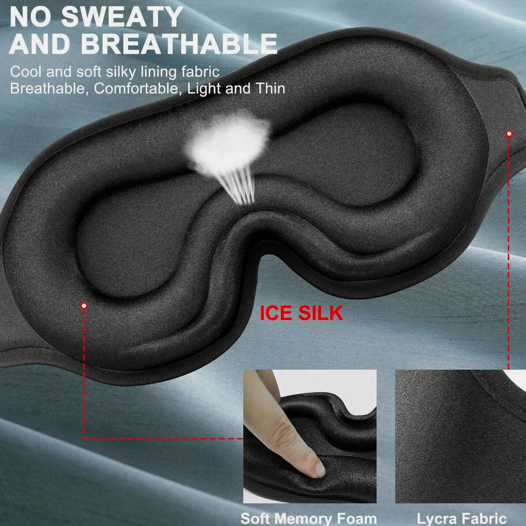 3D Travel Silk Eye Mask Sleeping Soft Padded Shade Cover Rest Relax Blindfold