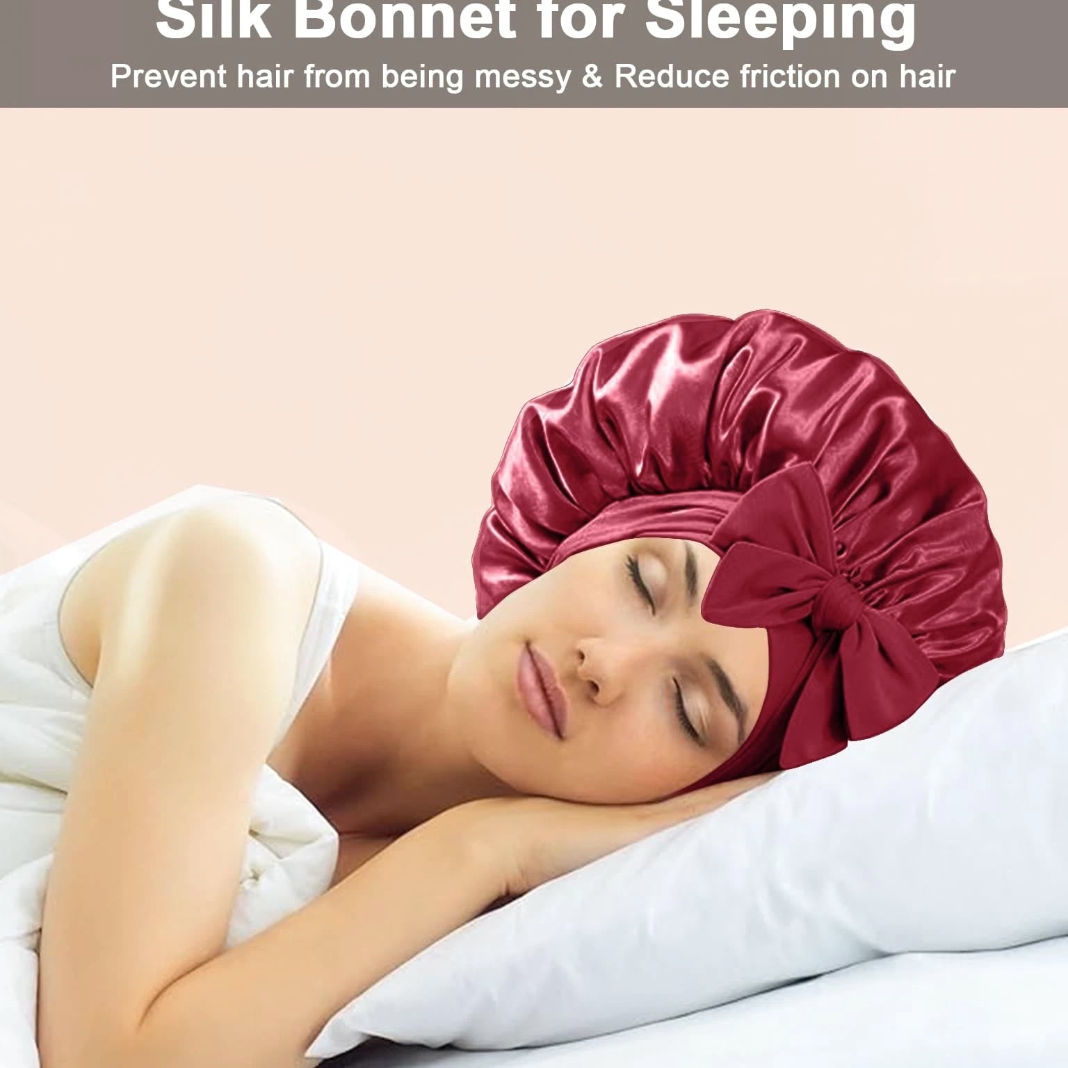 2 Pcs Silk Hair Satin Bonnet for Sleeping Women, Large Satin Sleep Bonnets
