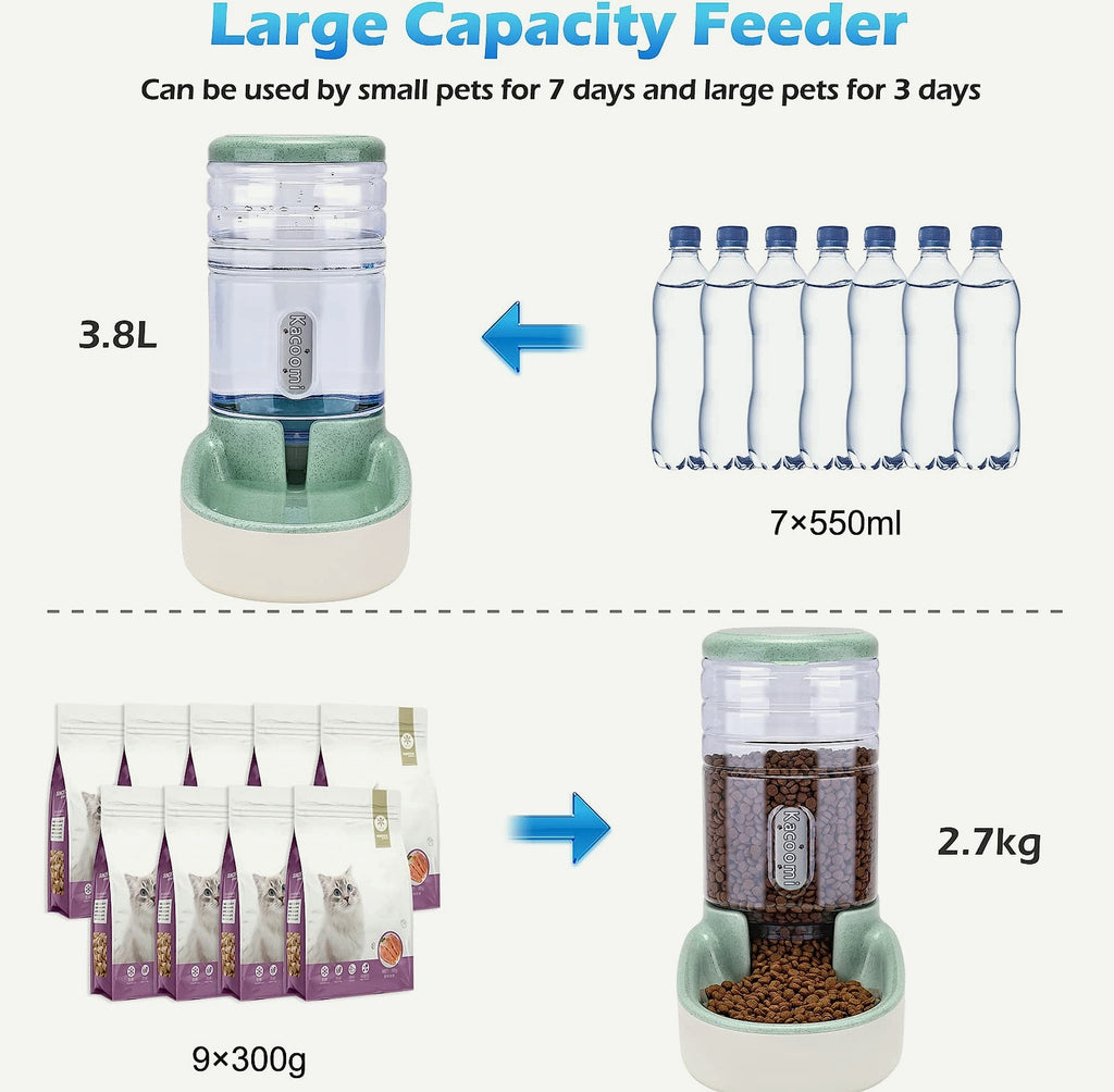 Kacoomi Automatic Pet Feeder and Water Dispenser Set, 1 Gallon